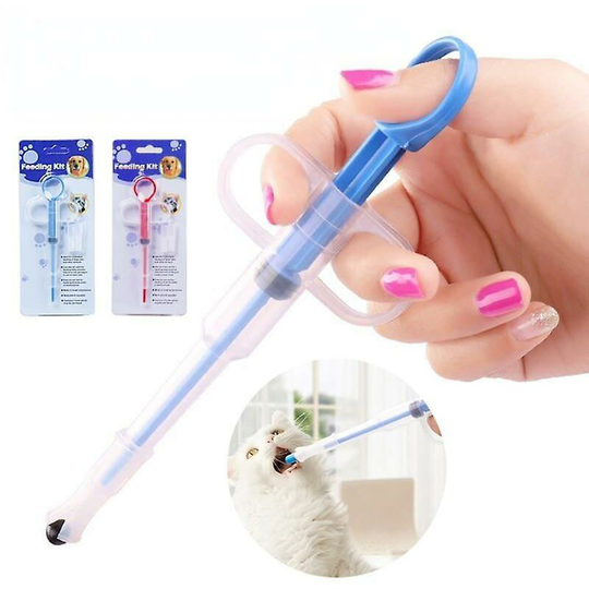 Sun Flowergb - Pet Medicine Syringe Tablet Pill Gun Piller Push Dispenser Medicine Water Milk Syringe Dog Cat Puppy Feeder Kit (Blue)