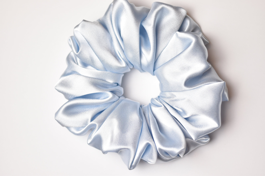 xxl Baby Blue Satin Scrunchie, Oversized Pale Jumbo Extra Large Pastel Scrunchy, Powder Scrunchy