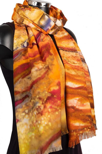 Organic Cotton Shawl Hand Printed Scarf Fair Trade Gift Sustainable Summer Wrap Womens Digital Print For Wife