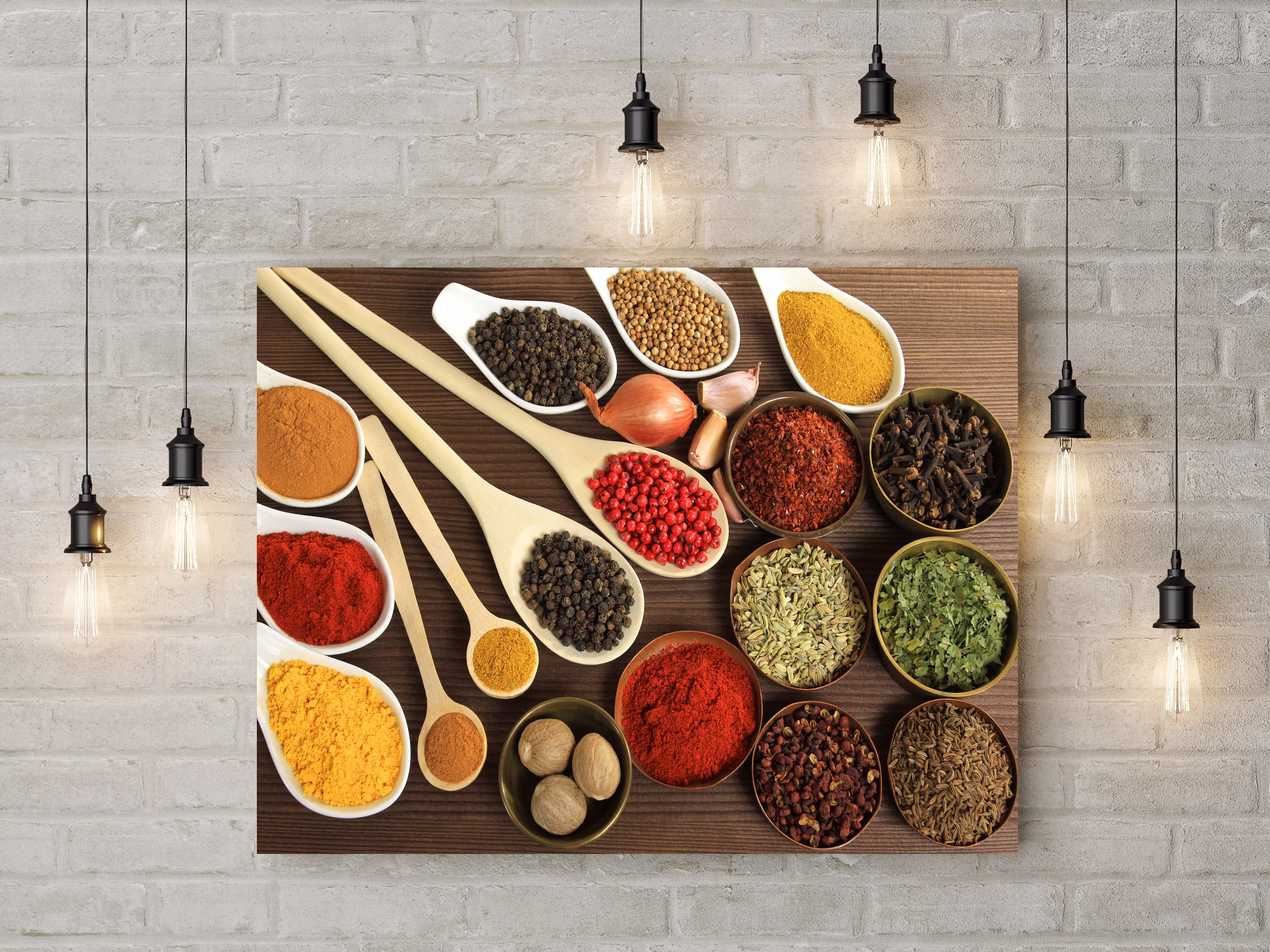 Herbs & Spices Canvas in The UK Wall Art Decor Picture Print Gift Him Her Home Cooking Cook Spice Kitchen Restaurant Spoons Food Flavour