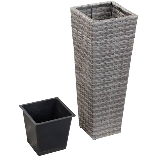 Devenirriche - Garden Raised Bed 30x30x80 cm Poly Rattan Grey - Grey