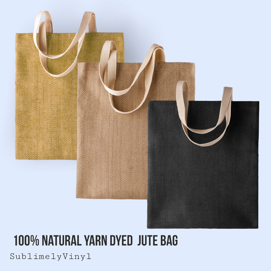 100% Organic & Biodegradable Natural Yarn Dyed Jute Bag, Shopper, Day Bag