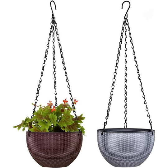 Monly - Pieces Hanging Flower Pot Plastic Plant Hanging Basket Round Hanging Flower Pot Hanging Planter Basket Garden Hanging Baskets Hanging Flower