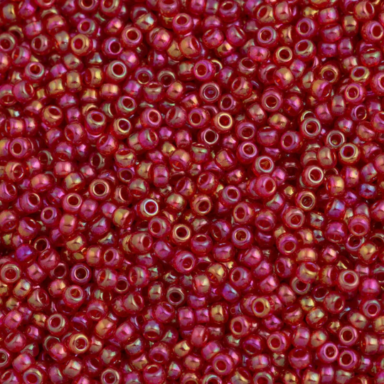Miyuki Seed Beads 11/0 Transparent Red Ab , 0254-New