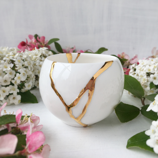 Kintsugi Teacup Or Candleholder, Japanese Style Teacup