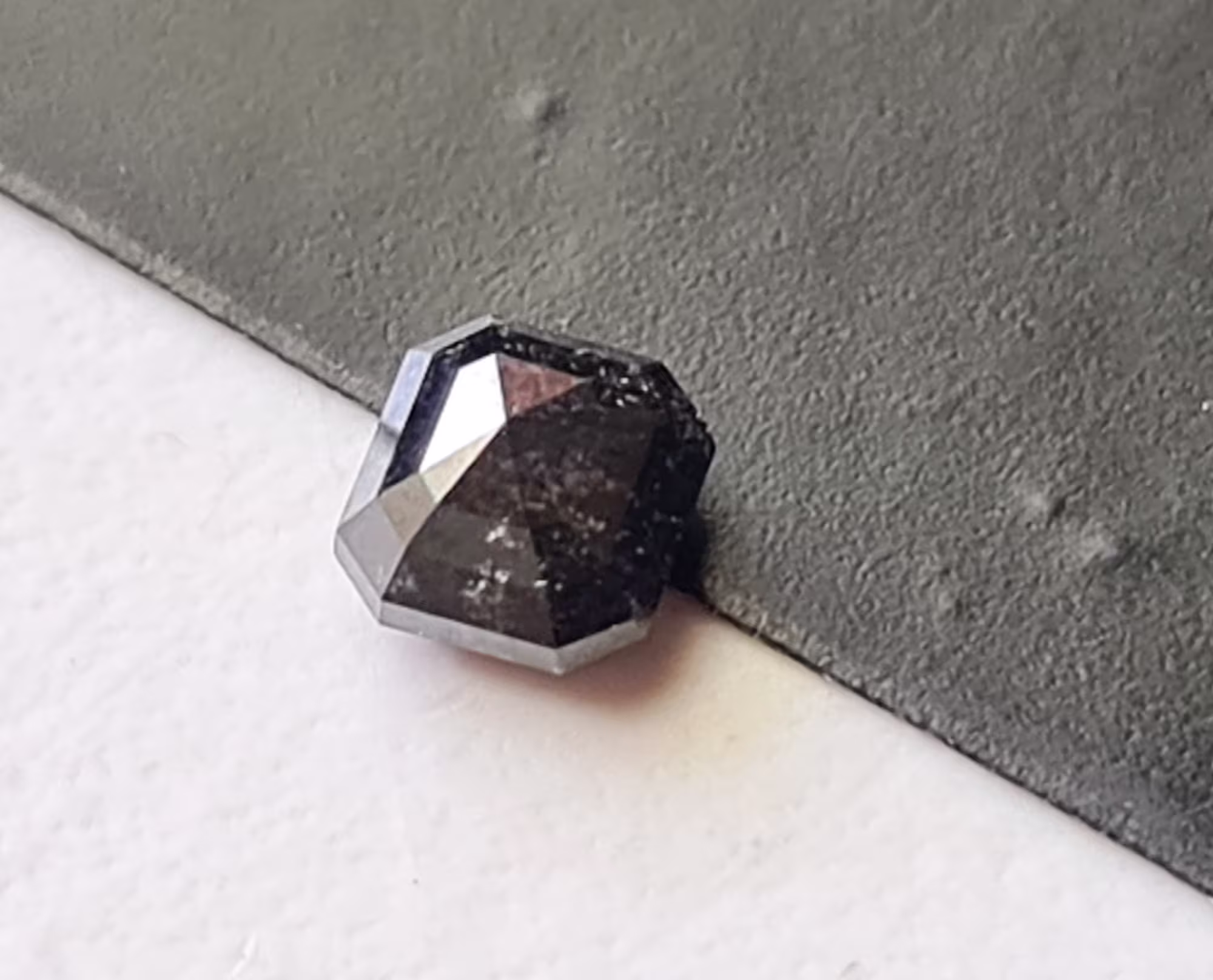 4.6x4.4mm Salt & Pepper Asscher Shaped Faceted Rose Cut Loose Diamond, Natural Cushion Diamond Cabochon For Ring - Ppd979