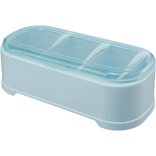 Spice Jars 3 Compartment Kitchen Seasoning Storage Box with Lid Used to Store Pepper and Salt 21 * 7 * 9.5cm Blue 1 Pcs