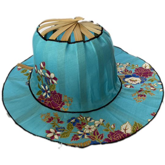 Oriental Powder Blue - Bamboo Folding Fan Hat