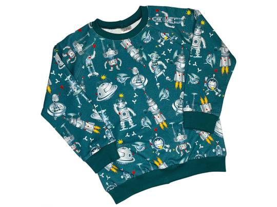 Robot Party Sweatshirt | Organic Kids Jumper Fun Clothes Toddler Sweater