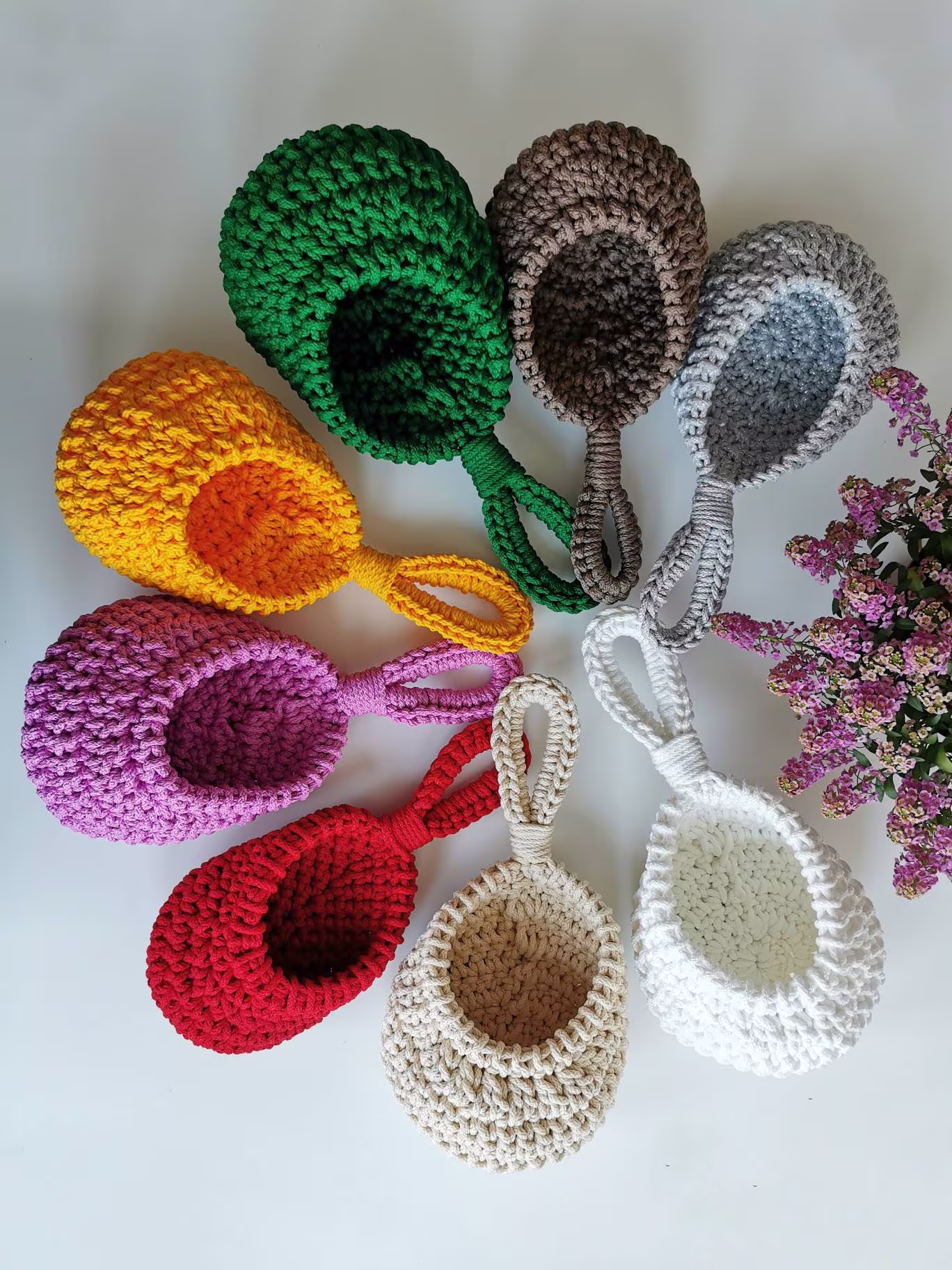 Crochet Hanging Basket, Home Organizer Crochet Box, Small Storage Plant Hanger