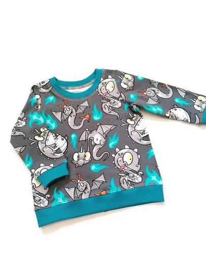 Organic Cotton Dragon Tshirt For Babies & Kids Up To 16 Years, Unisex T-Shirts, Handmade in The Uk, Knights Dragons Print Shirts