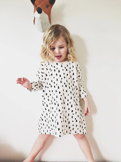 Tunic Dress in Brushstroke Print, Organic Baby/Toddler Oversize Dress, Baby Toddler