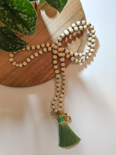Luna Moth Inspired Beaded Lanyard. Teacher Lanyard. Tassel Badge ID Holder. Gold Finished Pendant. Necklace