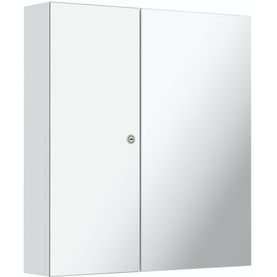 Mode white lockable mirror cabinet 660 x 614mm - White