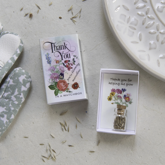 Thank You Wildflower Seeds in A Matchbox, Card, Gift, Teacher Card