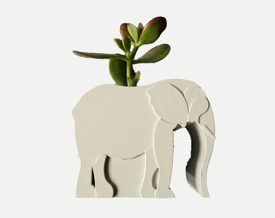 Elephant Planter, Indoor Handmade Quality, Interior Design, 3D Printed, Small Vase & Planter For Cactus, Plants, Gift