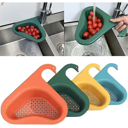 4pcs Creative Swan Drain Basket Kitchen Sink Leftovers Soup Filter Hanging Rack Drainer Multifunctional Kitchen Storage Rack