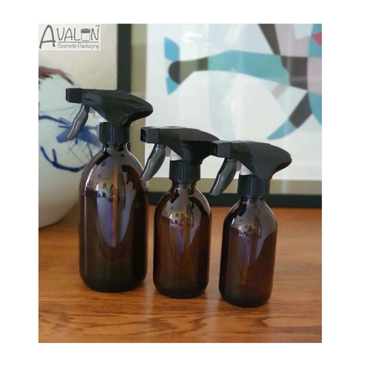 Refillable Big Brown Empty Glass Bottles With Trigger Spray - 200Ml, 250Ml & 500Ml Cleaning/Plant Care Pet Hair Spa