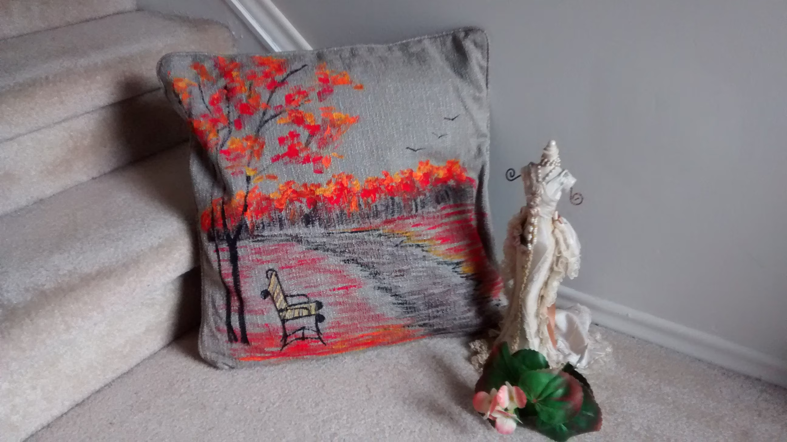 Personalized Gifts Fall Landscape, Hand Painted Pillows, Seasonal Decor, Thanksgivings Decorations, Sunflowers, Halloween, Holidays
