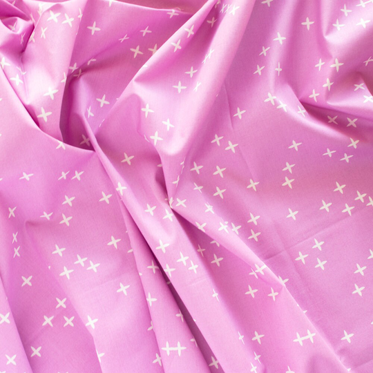 Birch Organic Cotton Fabric, Wink Violet Poplin From The Basics 2021 Collection, Purple Star Fabric