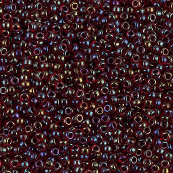 Miyuki Seed Beads 11/0 Garnet Lined Ruby 11-367 24G Glass Beads, Size 11 Color Dark Red Japanese