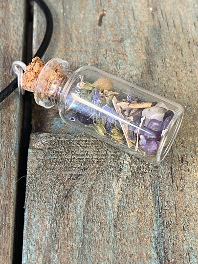 Anxiety Spell Jar Herb & Crystal Intention Necklace
