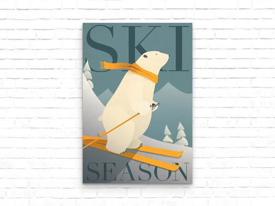Ski Season Vintage Travel Poster - Art Print Wall Decor