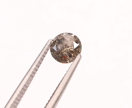 0.55 Ct Salt & Pepper 5.20 X 3.20 Mm Round Shape Diamond Natural Loose Beautiful Grey Cut For Engagement Wedding Ring, V1