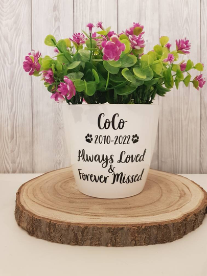 Personalised Dog Memorial Plant Pot Always Loved Forever Missed