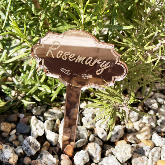 Pesonalised Engraved Rose Gold Mirror Plant Markers