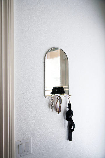 Arched Mirror Wall Organizer With Hooks & Tassels - Key Holder For Wall, Dog Leash Holder, Jewelry Mask