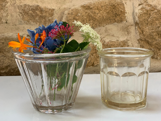Vintage French Glass Confiture Storage Jars - Pair