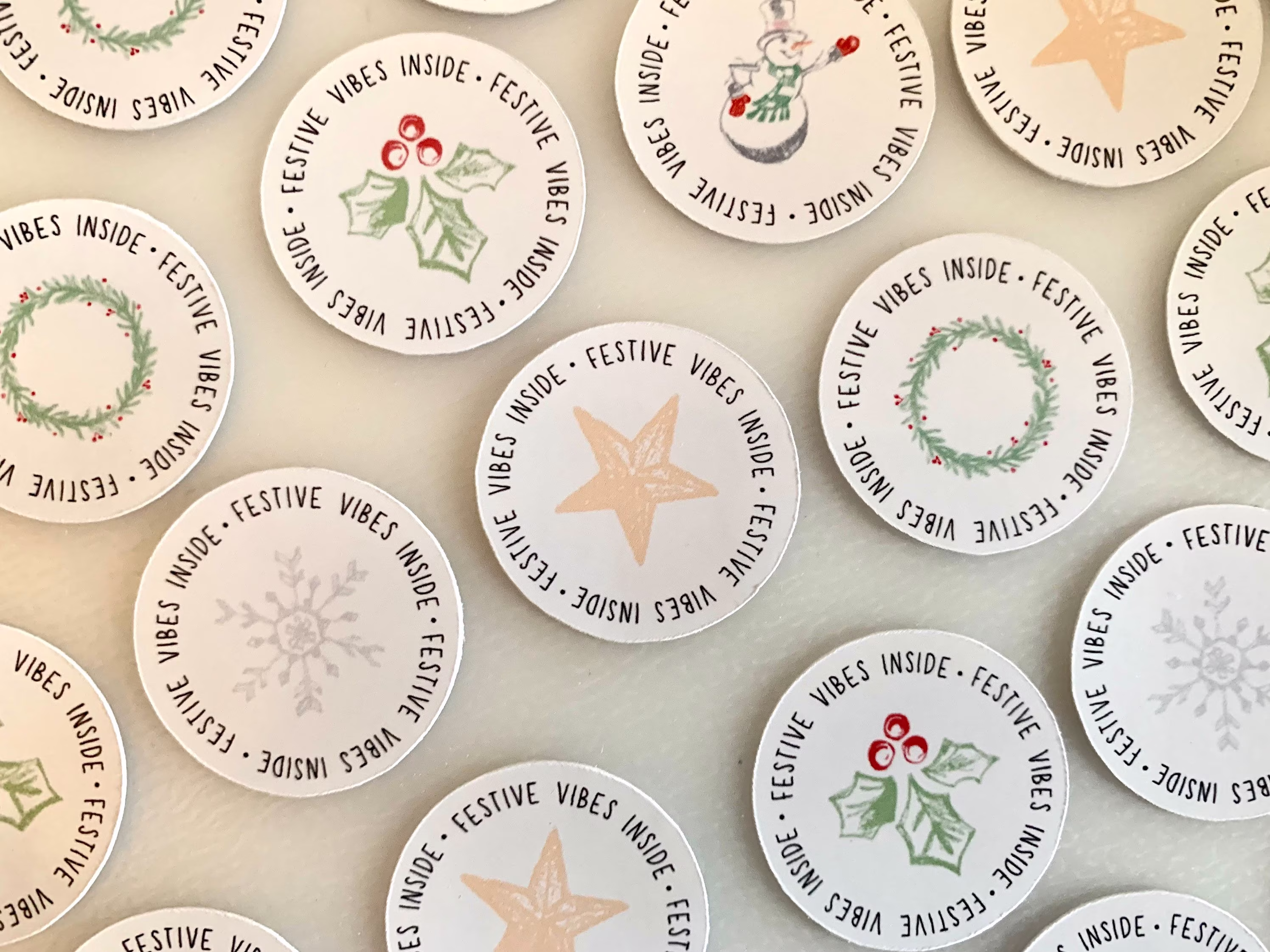 Christmas Labels Stickers, Small Business Winter Biz Packaging, Festive Envelope Sticker, Seasonal Stickers
