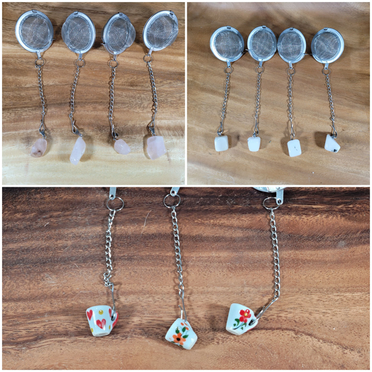 Loose Leaf Tea Mesh Strainers With Natural Pendants Tea Lover Gift Party Unique