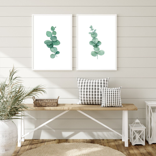 Eucalyptus Print Set, Minimalist Botanical Watercolour Prints