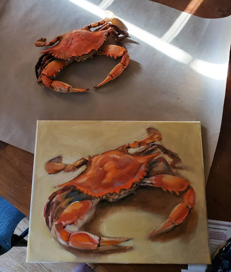 Crab Painting, Maryland Blue Crab, Original Oil Steamed Season, Maryland Food, Seafood Lovers, 11x14In