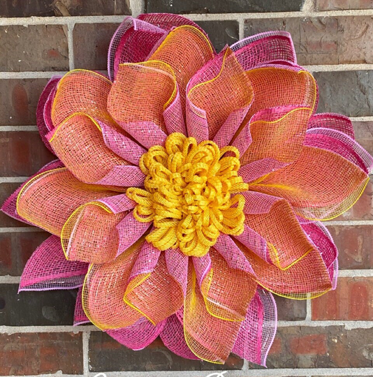 Wreath, Front Door Hanger, Mesh Everyday All Season Spring Summer Flower Wreath
