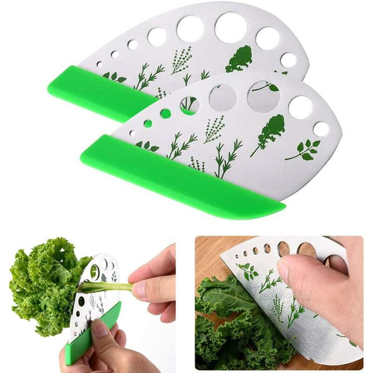 Vegetable Cutter, Leaf Herb Remover 9 Holes 2 in 1 Stainless Steel Portable Herb Stripping Tool Herb Peeler Kitchen Slicer Tools for Kale