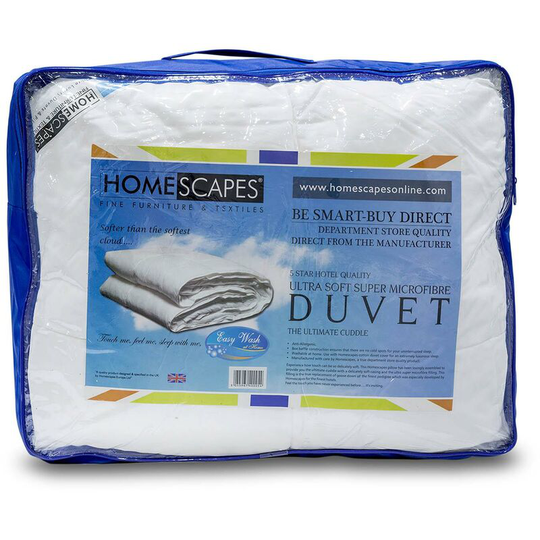 Luxury Hotel Quality Super Microfibre All Seasons Super King Duvet - White - Homescapes