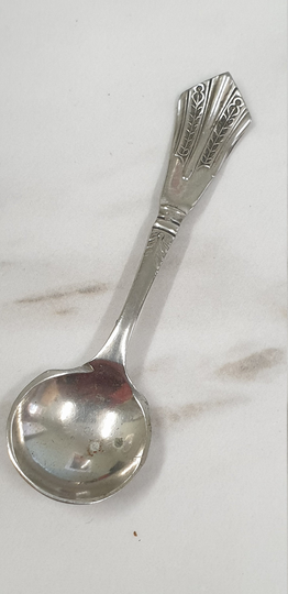 Antique Silver Plate Fan Handle Salt Spoon