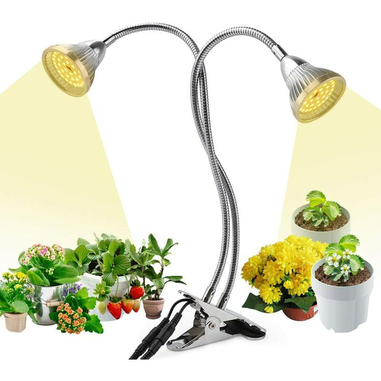 Led Plant Light, 60W Full Spectrum led Grow Light, Dual Switch Dual Head Grow Light with 84 LEDs and 360° Flexible Gooseneck for Indoor Plants Herbs