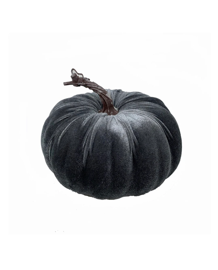 Velvet Pumpkin Seasonal Decoration Grey 18 X 18cm