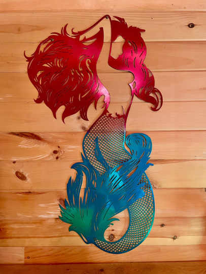Proudly Made in The Usa. Powder Coated 42 Inch Steel Mermaid