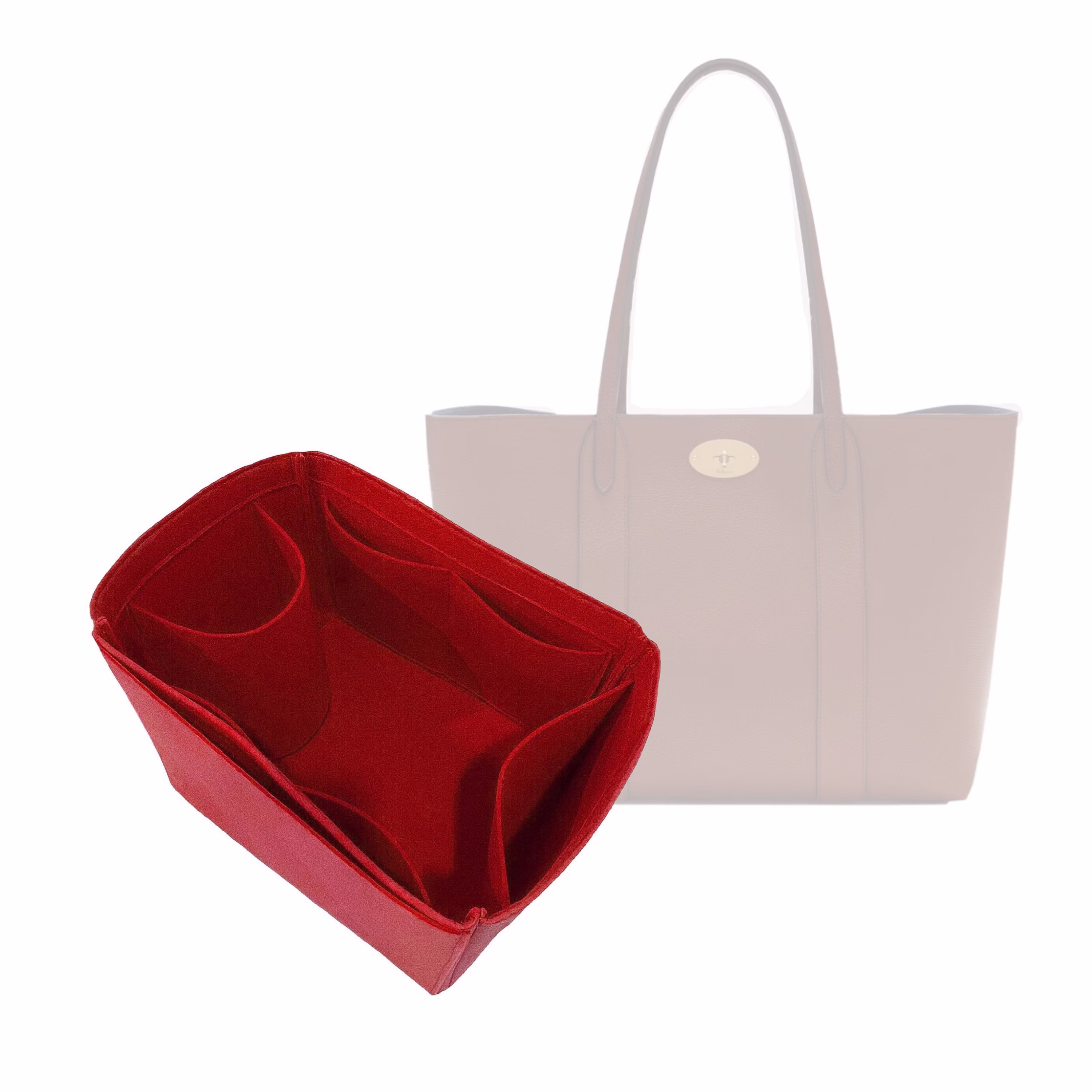 Bayswater Tote Leather Bag Organizer/Felt Insert With Zipper Pocket Handbag Storage Purse Pocket
