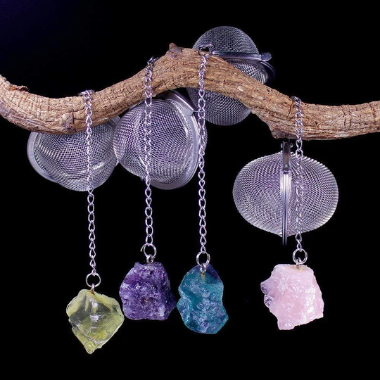 Aventurine Crystal Tea Filter - Reusable Loose Leaf Ball Infuser Stainless Steel Strainer