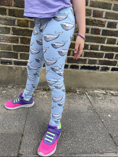 Whale Powder Blue Baby/Toddler Child Handmade Leggings