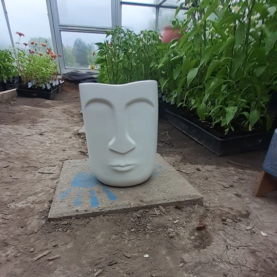 Tiki Face Pot, Planter, Unique Ceramic Piece, Tiki Pot