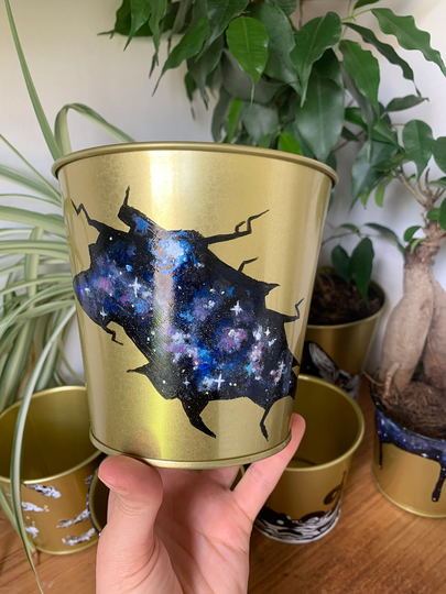 Galaxy Sci Fi Hand Painted Indoor Plant Pot