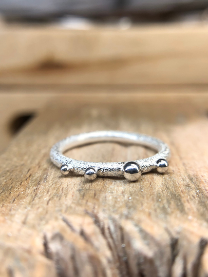 Thick Organic Textured Bubble Stacking Ring in Sterling Silver