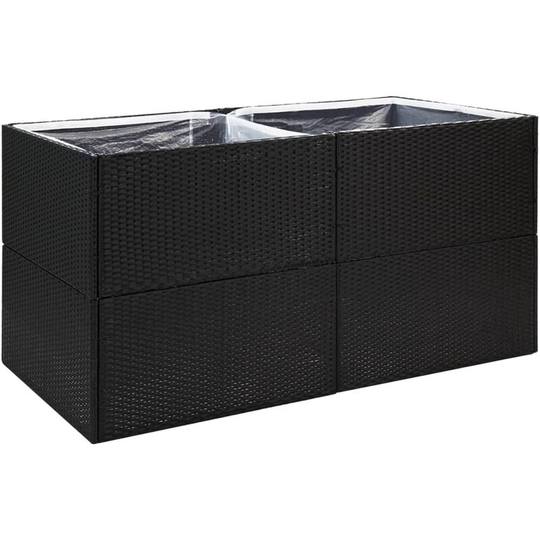 Garden Planter Black 157x80x80 cm Poly Rattan Vidaxl Black